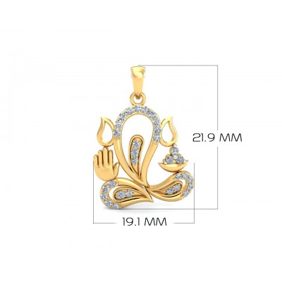 Ganesh Diamond Pendant in 14k gold